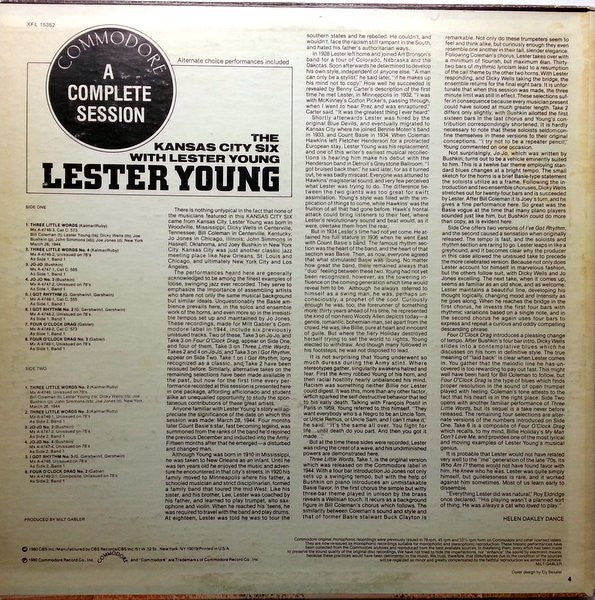 The Kansas City Six* With Lester Young : A Complete Session (LP, Comp, Mono)