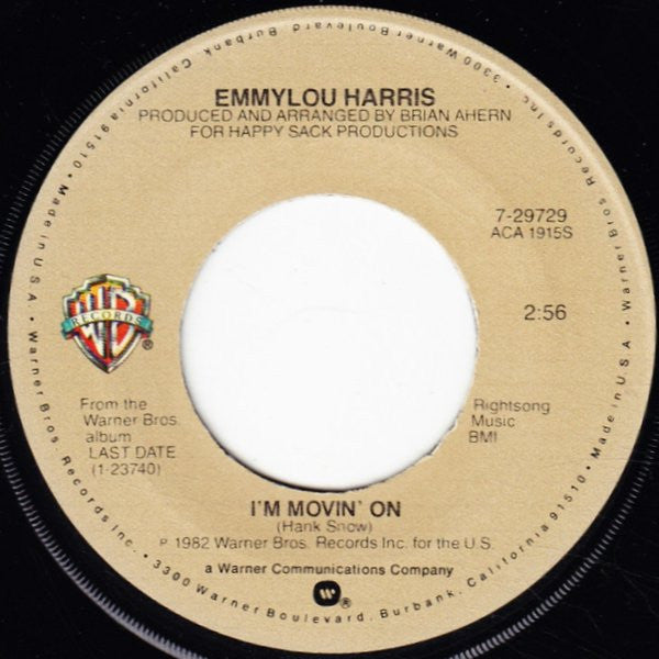 Emmylou Harris : I'm Movin' On (7", Single, Jac)