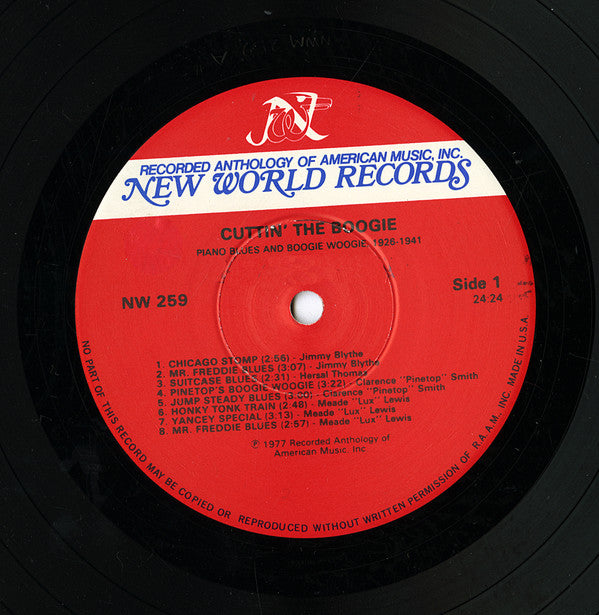 Various : Cuttin' The Boogie: Piano Blues And Boogie Woogie, 1926-1941 (LP, Comp, Mono)