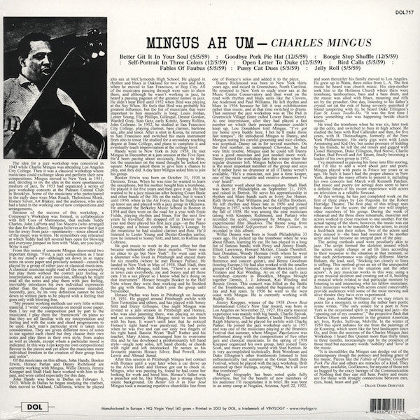 Charles Mingus : Mingus Ah Um (LP, Album, RE, 140)