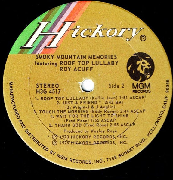 Roy Acuff : Smoky Mountain Memories (LP, Album)