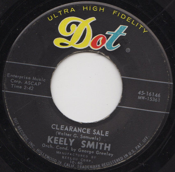Keely Smith : Here In My Heart / Clearance Sale (7", Ind)