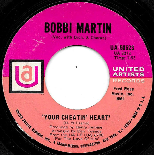Bobbi Martin : Your Cheatin' Heart / Tennessee Waltz (7", Single)
