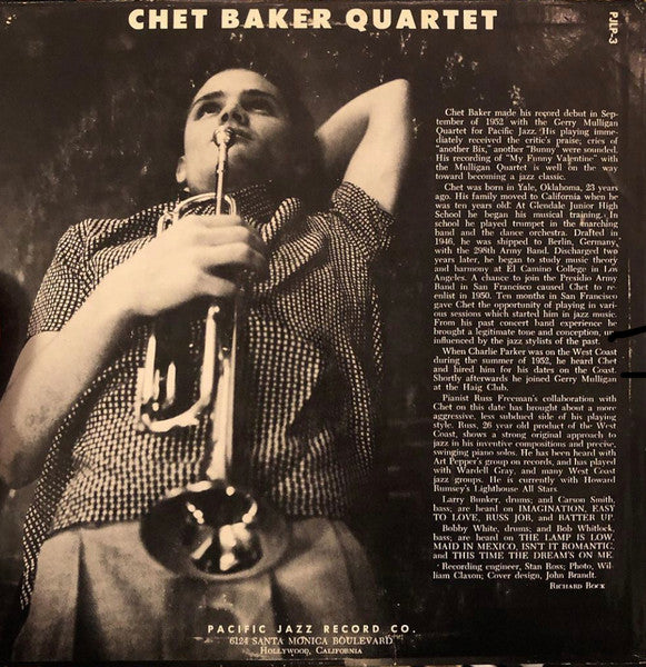 Chet Baker Quartet : Chet Baker Quartet (10", Album, Mono)