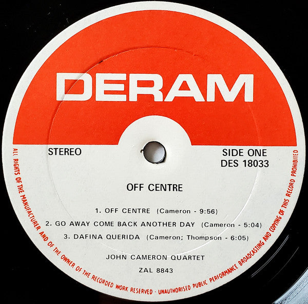 The John Cameron Quartet* : Off Centre (LP, Album)