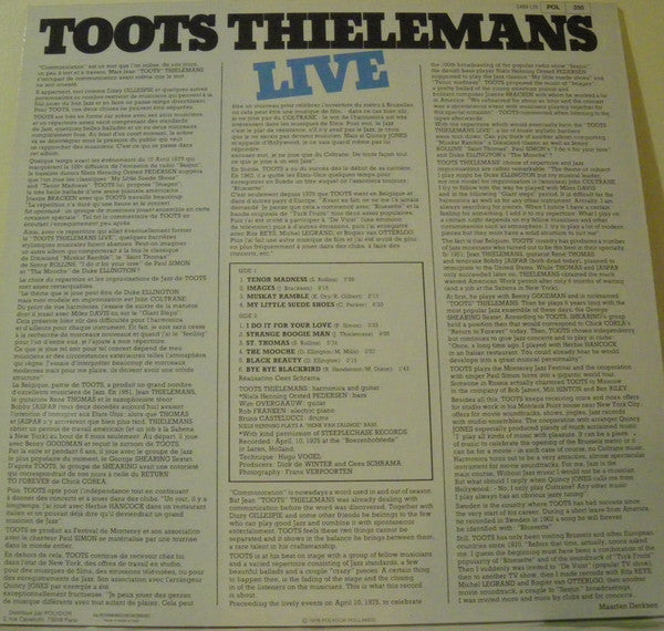 Toots Thielemans : Live (LP, Album)