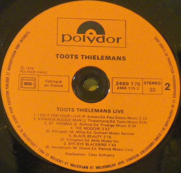 Toots Thielemans : Live (LP, Album)