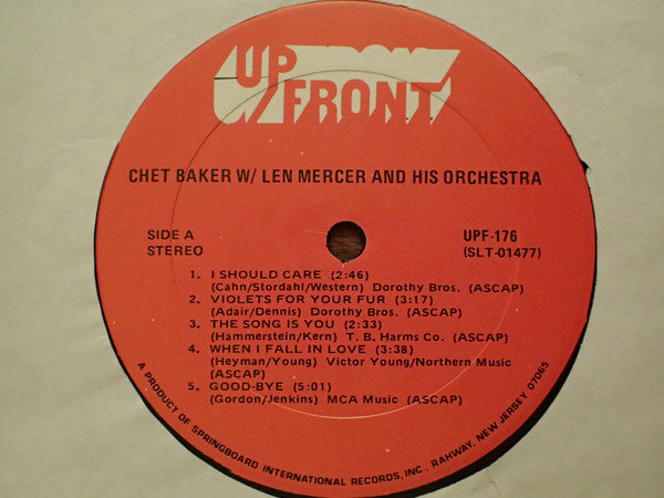 Chet Baker : Chet Baker With Len Mercer & His Orchestra (LP, Album, RE)