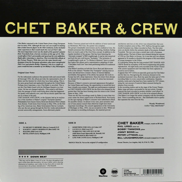 Chet Baker & Crew : Chet Baker & Crew (LP, Album, Ltd, RE, RM, DMM)