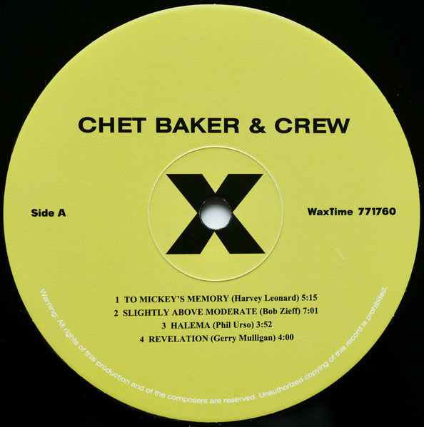 Chet Baker & Crew : Chet Baker & Crew (LP, Album, Ltd, RE, RM, DMM)