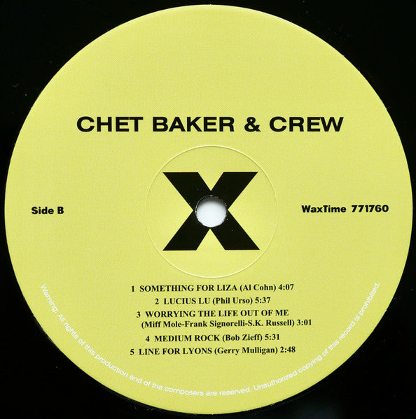 Chet Baker & Crew : Chet Baker & Crew (LP, Album, Ltd, RE, RM, DMM)