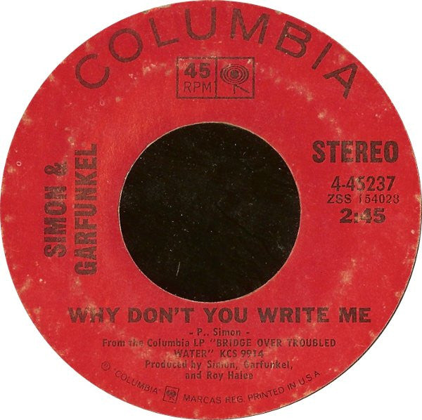 Simon & Garfunkel : El Condor Pasa / Why Don't You Write Me (7", Styrene, Pit)