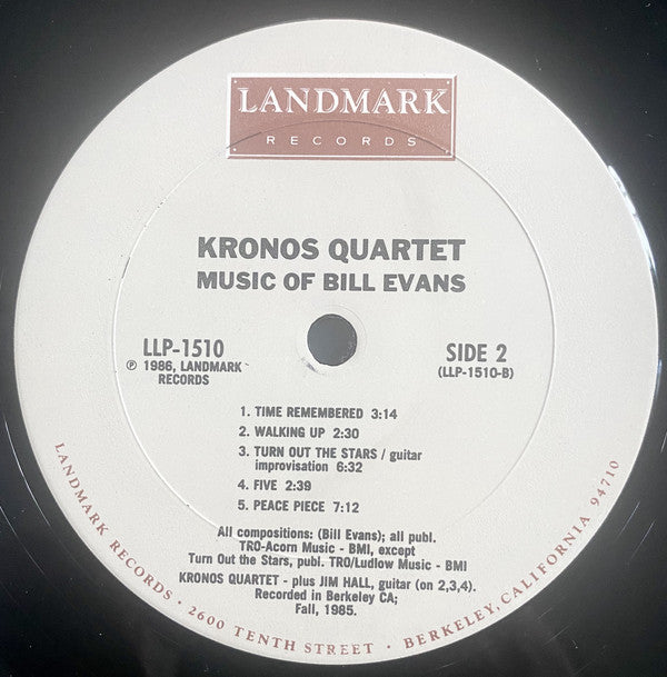 Kronos Quartet With Special Guests Eddie Gomez & Jim Hall : Music Of Bill Evans (LP, Album)