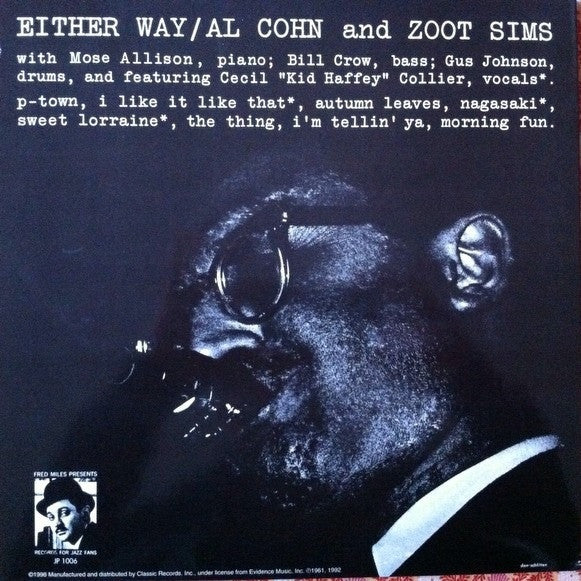 Zoot Sims And Al Cohn : Either Way (LP, Album, Ltd, RE, 180)