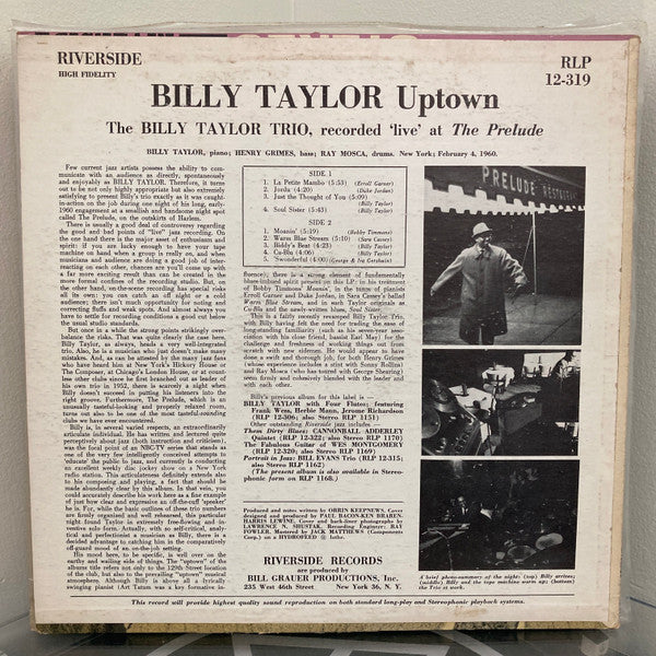 Billy Taylor : Uptown (LP, Mono)