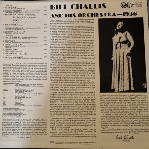 Bill Challis And His Orchestra : 1936 (LP, Mono)