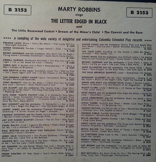 Marty Robbins : Marty Robbins Sings The Letter Edged In Black (7", EP)