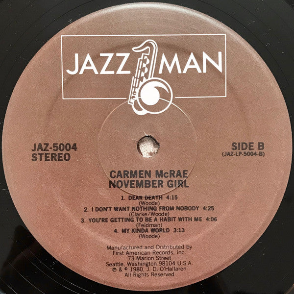 Carmen McRae And The Kenny Clarke/Francy Boland Big Band* : November Girl (LP, Album, RE)