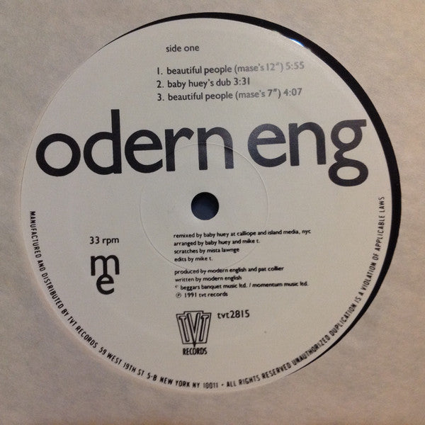 Modern English : Beautiful People (12", Maxi)