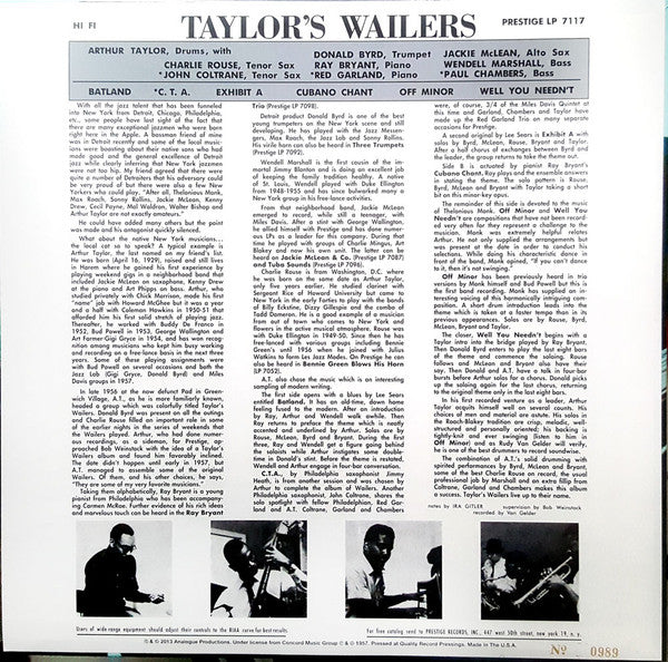Art Taylor : Taylor's Wailers (LP, Album, Mono, Ltd, RE, 200)