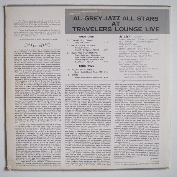 Al Grey Jazz All Stars : Travelers Lounge Live (LP)