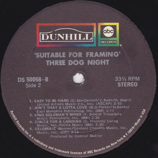 Three Dog Night : Suitable For Framing (LP, Album, Pit)