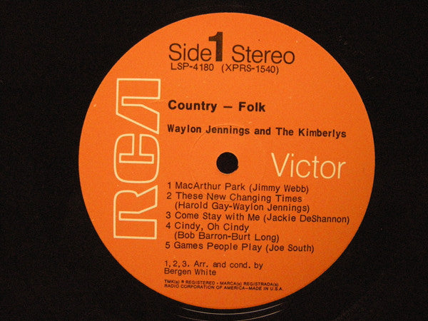 Waylon Jennings And The Kimberlys : Country-Folk (LP, Album, Ind)