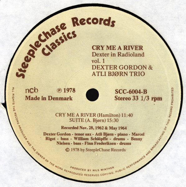 Dexter Gordon & Atli Bjørn Trio : Cry Me A River (LP, Album)