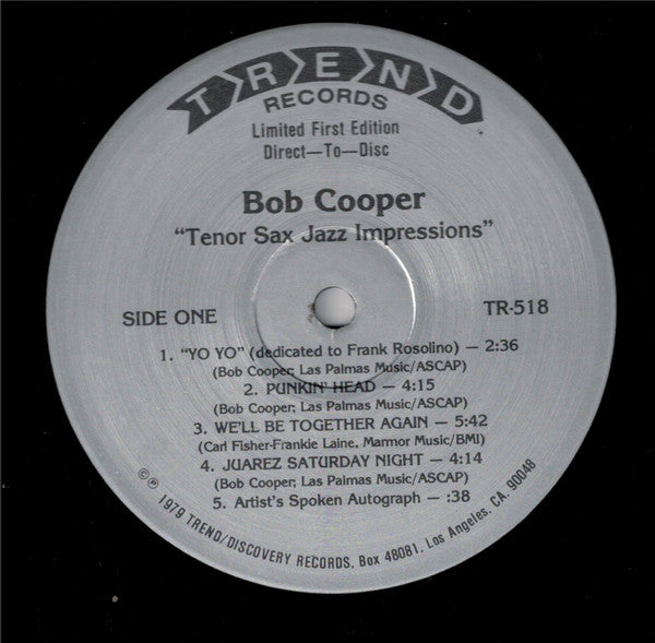 Bob Cooper : Tenor Sax Jazz Impressions (LP, Album, Ltd, Dir)