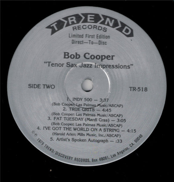 Bob Cooper : Tenor Sax Jazz Impressions (LP, Album, Ltd, Dir)