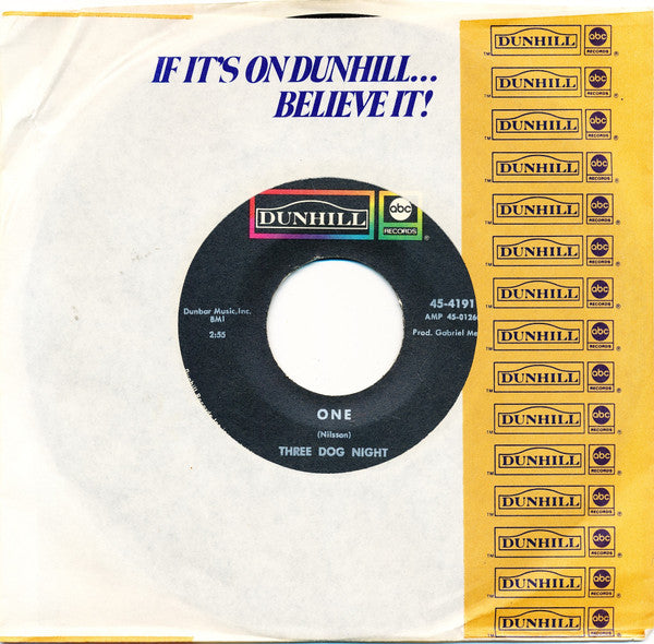 Three Dog Night : One / Chest Fever (7", Single, RP)