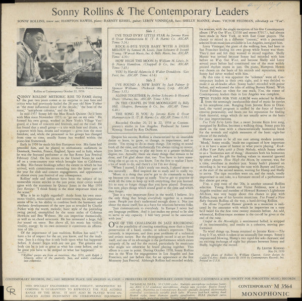 Sonny Rollins : Sonny Rollins And The Contemporary Leaders (LP, Album, Mono, DG )