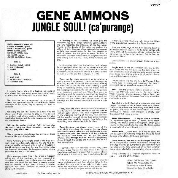Gene Ammons : Jungle Soul! (Ca' Purange) (LP, Album, RE)