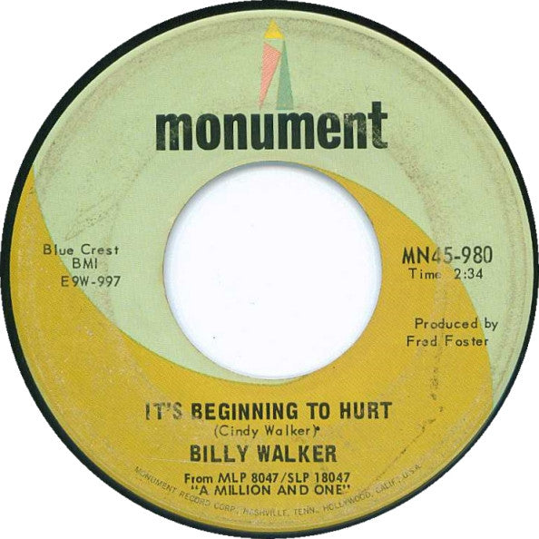 Billy Walker : Bear With Me A Little Longer / It's Beginning To Hurt (7", Single)