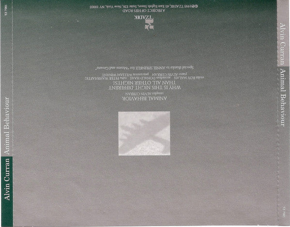 Alvin Curran : Animal Behavior (CD, Album)