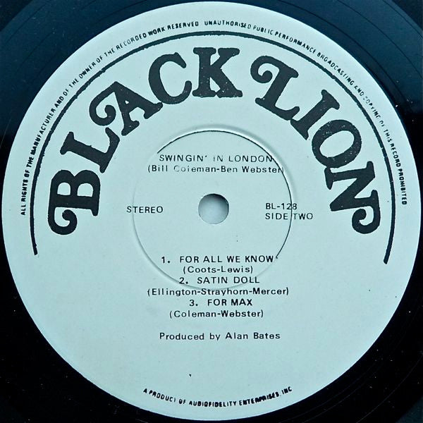 Bill Coleman (2) / Ben Webster : Swingin' In London (LP, Album)