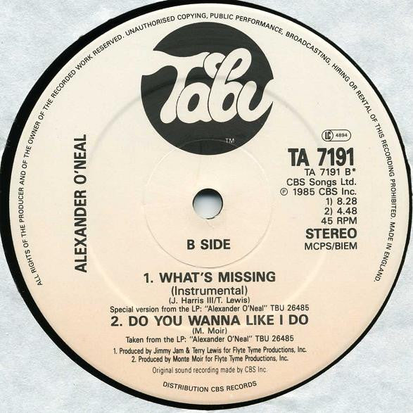 Alexander O'Neal : What's Missing (Extended Remix) (12")