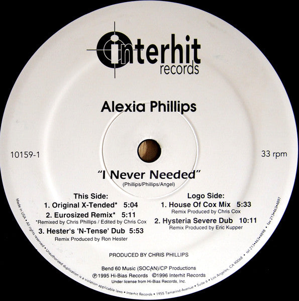 Alexia Phillips : I Never Needed (12")