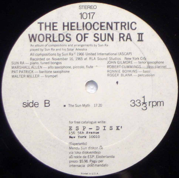 Sun Ra : The Heliocentric Worlds Of Sun Ra, Volume 2 (LP, Album)