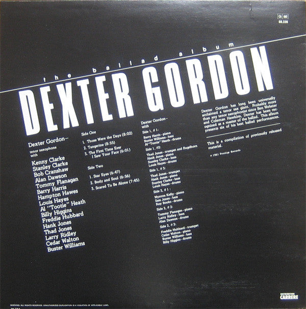 Dexter Gordon : The Ballad Album (LP, Comp)