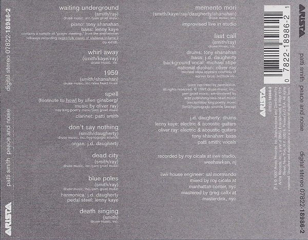 Patti Smith : Peace And Noise (CD, Album, Sli)