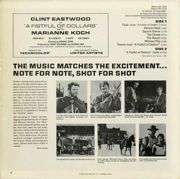 Ennio Morricone : A Fistful Of Dollars (An Original Soundtrack Recording) (LP, Album)