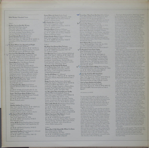 Ethel Waters : Ethel Waters' Greatest Years (2xLP, Album, Comp)