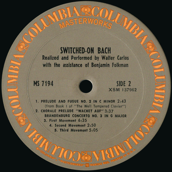 Walter Carlos : Switched-On Bach (LP, Album, RE, San)