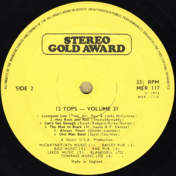 Unknown Artist : 12 Tops (Todays Top Hits) (LP, Comp)