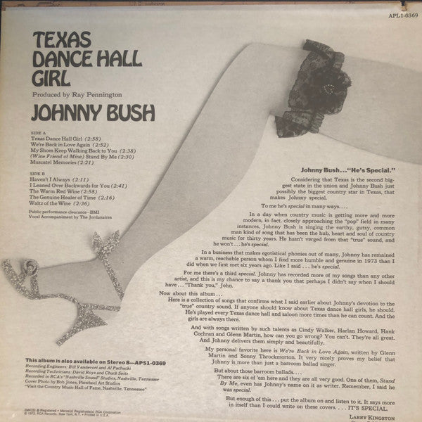 Johnny Bush : Texas Dance Hall Girl (LP)