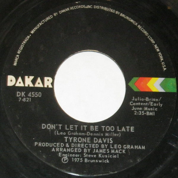 Tyrone Davis : Turning Point (7", Single, PRC)