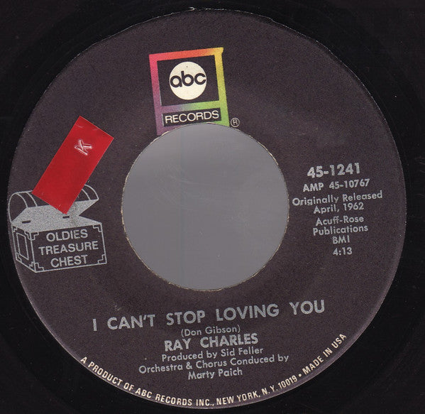 Ray Charles : I Can't Stop Loving You / You Are My Sunshine (7", RE)