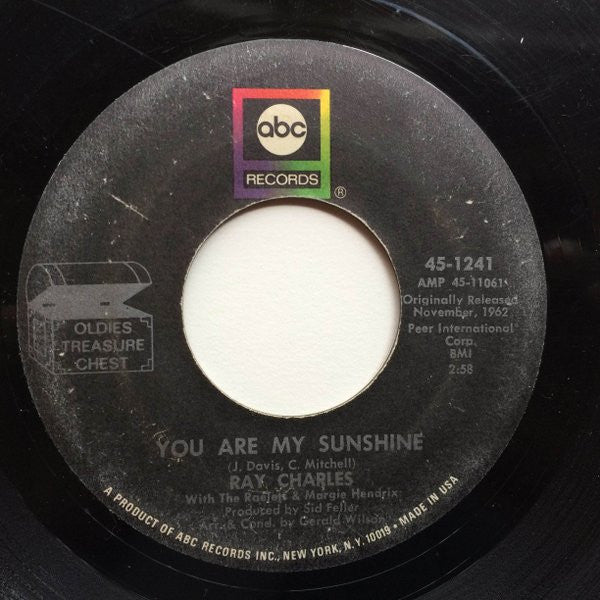 Ray Charles : I Can't Stop Loving You / You Are My Sunshine (7", RE)