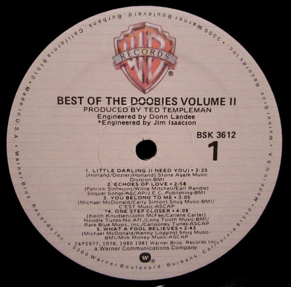 The Doobie Brothers : Best Of The Doobies - Volume II (LP, Comp, Club, Col)